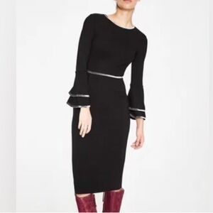 NWT Anthropologie Boden Cora Jersey Black Velvet Trim Jersey Dress - 10L